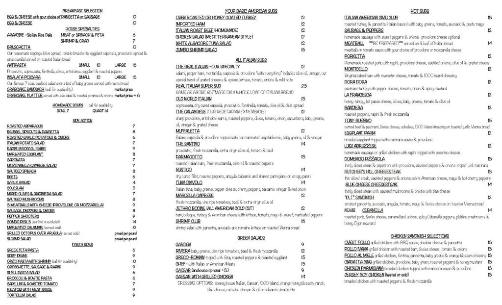 Dipasquale's Harborview Menu Page 2